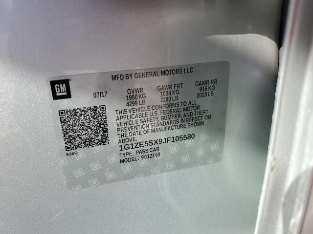 1G1ZE5SX9JF105580 - 2018 CHEVROLET MALIBU PREMIER SILVER photo 13