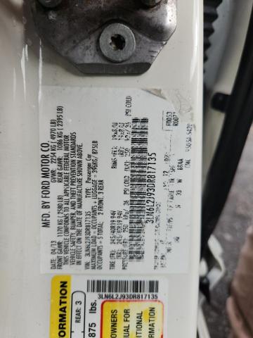 3LN6L2J93DR817135 - 2013 LINCOLN MKZ თეთრი ფოტო 12