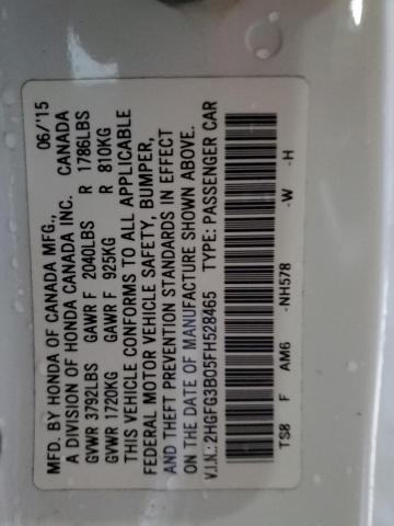 2HGFG3B05FH528465 - 2015 HONDA CIVIC EXL WHITE photo 12