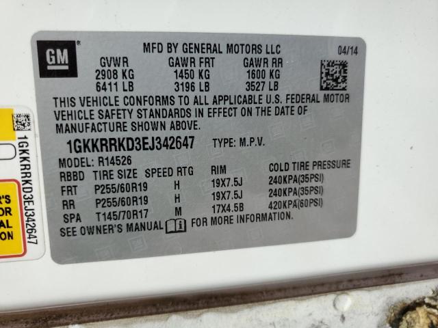 1GKKRRKD3EJ342647 - 2014 GMC ACADIA SLT-1 Ağ foto 14