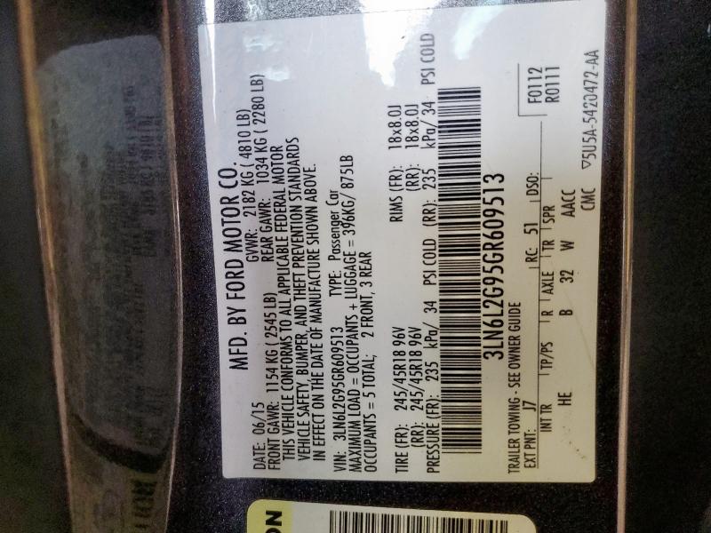 3LN6L2G95GR609513 - 2016 LINCOLN MKZ GRAY photo 12