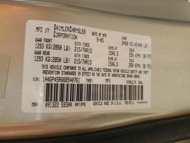 1A4GP45R66B540761 - 2006 CHRYSLER TOWN & COU ოქროსფერი ფოტო 13