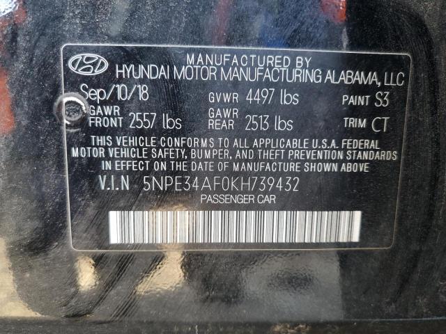 5NPE34AF0KH739432 - 2019 HYUNDAI SONATA LIMITED 黑色 照片 12