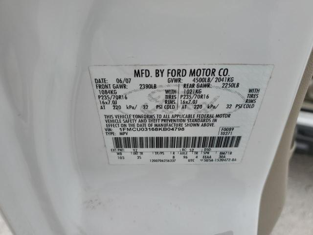 1FMCU03168KB04798 - 2008 FORD ESCAPE XLT 白色 照片 13