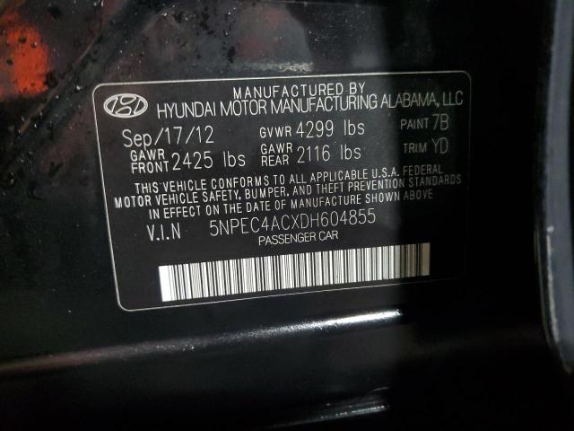 5NPEC4ACXDH604855 - 2013 HYUNDAI SONATA SE 黑色 照片 12