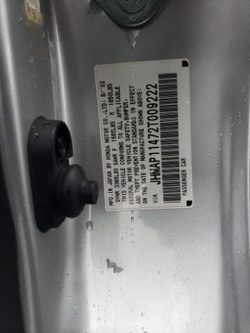 JHMAP11472T009222 - 2002 HONDA S2000 SILVER photo 12