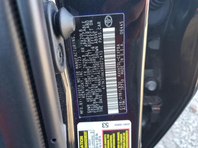 4T1K31AKXRU072413 - 2024 TOYOTA CAMRY XSE BLACK photo 12