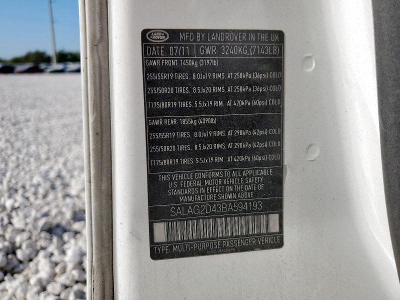 SALAG2D43BA594193 - 2011 LAND ROVER LR4 HSE Սպիտակ լուսանկար 13
