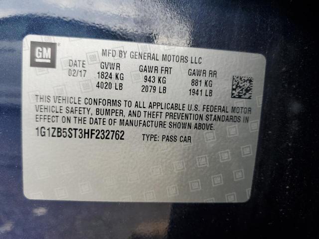 1G1ZB5ST3HF232762 - 2017 CHEVROLET MALIBU LS Mavi foto 12