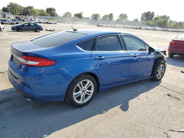 3FA6P0H78JR109854 - 2018 FORD FUSION SE BLUE photo 3