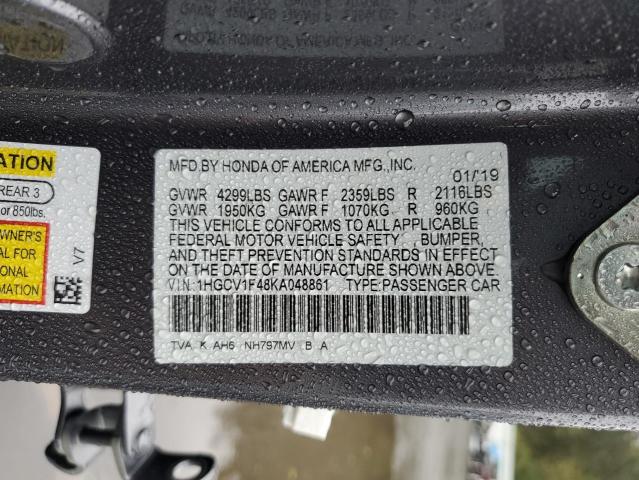 1HGCV1F48KA048861 - 2019 HONDA ACCORD EX 灰色 照片 12