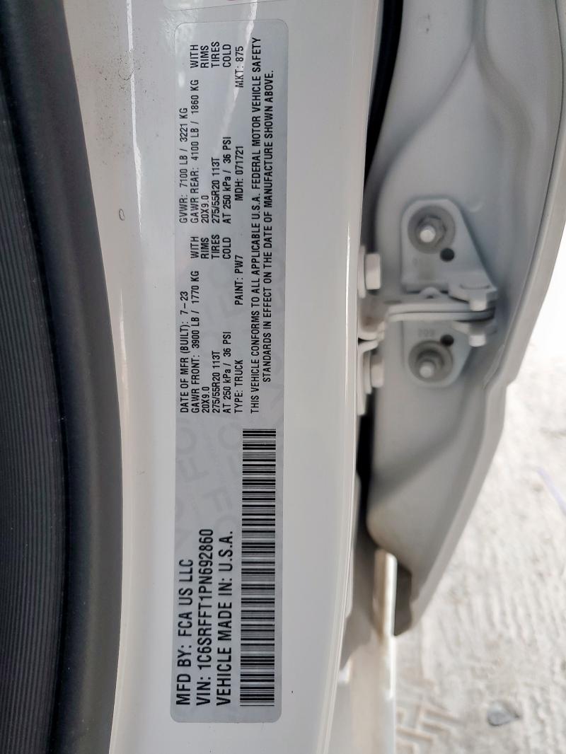 1C6SRFFT1PN692860 - 2023 RAM 1500 BIG HORN/LONE STAR WHITE photo 14
