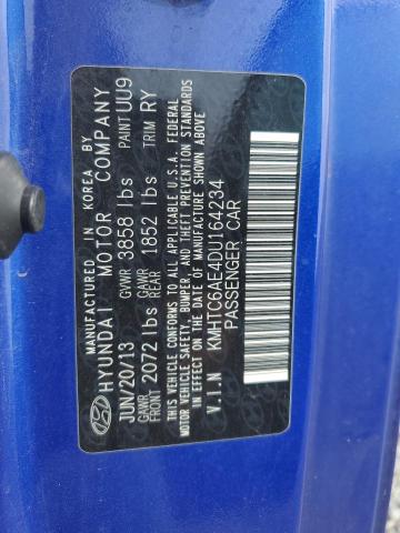 KMHTC6AE4DU164234 - 2013 HYUNDAI VELOSTER TURBO ლურჯი ფოტო 12