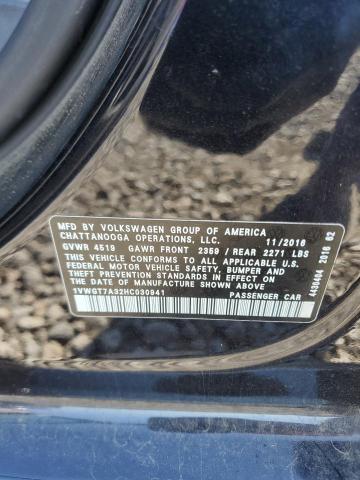 1VWGT7A32HC030941 - 2017 VOLKSWAGEN PASSAT SE BLACK photo 12