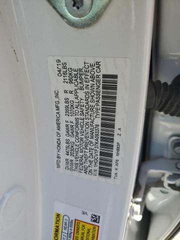 1HGCV1F37KA093376 - 2019 HONDA ACCORD SPORT Ақ фото 12