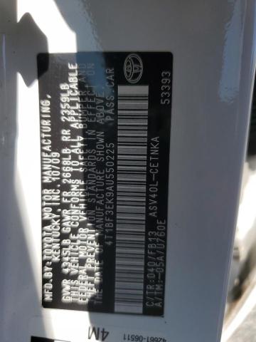 4T1BF3EK9AU550225 - 2010 TOYOTA CAMRY BASE WHITE photo 12