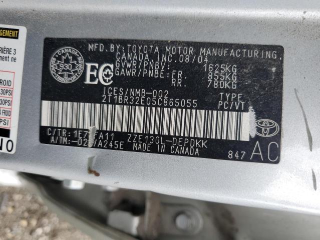 2T1BR32E05C865055 - 2005 TOYOTA COROLLA CE GRAY photo 13