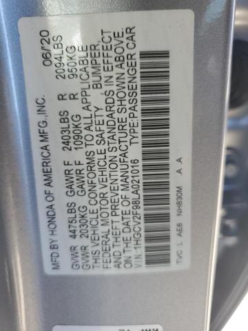 1HGCV2F98LA021016 - 2020 HONDA ACCORD TOURING SILVER photo 12