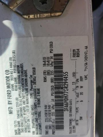 3FA6P0H77GR294455 - 2016 FORD FUSION SE WHITE photo 13