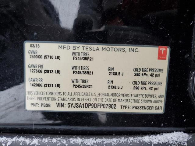 5YJSA1DP9DFP07902 - 2013 TESLA MODEL S BLACK photo 12
