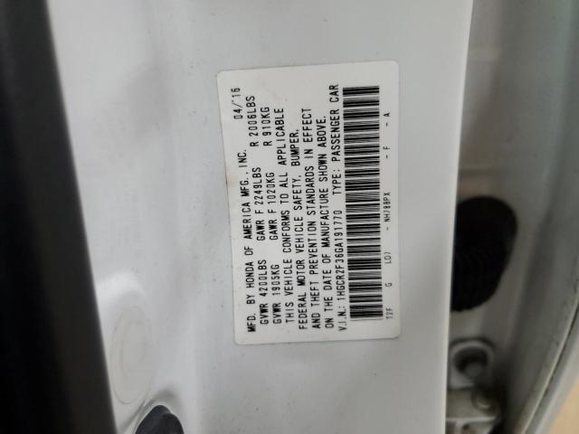 1HGCR2F36GA191770 - 2016 HONDA ACCORD LX თეთრი ფოტო 12