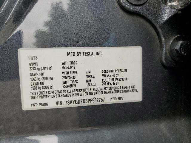 7SAYGDED3PF932757 - 2023 TESLA MODEL Y 灰色 照片 13