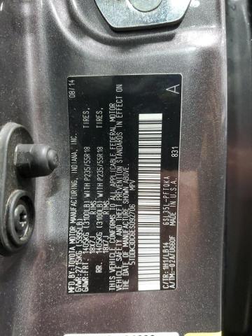 5TDDK3DC6ES092706 - 2014 TOYOTA SIENNA XLE GRAY photo 13