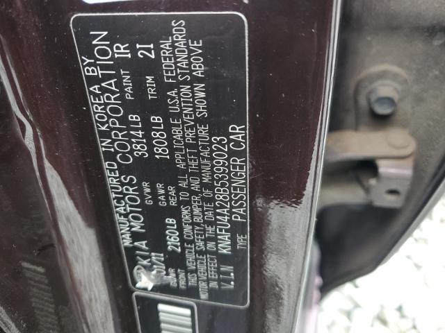 KNAFU4A28B5399023 - 2011 KIA FORTE EX Bordo foto 12