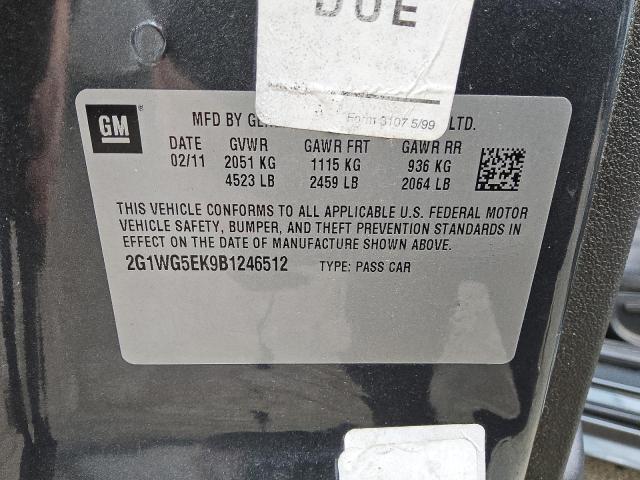 2G1WG5EK9B1246512 - 2011 CHEVROLET IMPALA LT Boz foto 12