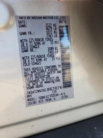 5N1AT2MV2GC867076 - 2016 NISSAN ROGUE S 银色 照片 12