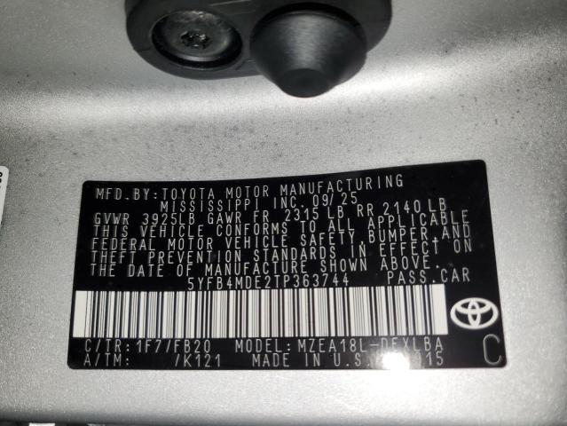 5YFB4MDE2TP363744 - 2026 TOYOTA COROLLA LE SILVER photo 12