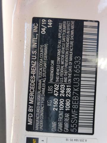 55SWF8EB7KU316533 - 2019 MERCEDES-BENZ C 300 4MATIC WHITE photo 12