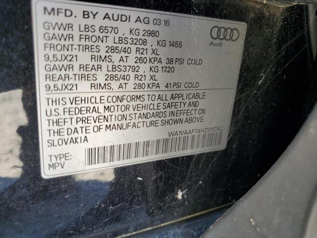 WA1VAAF74HD011742 - 2017 AUDI Q7 PRESTIGE Schwarz Foto 13