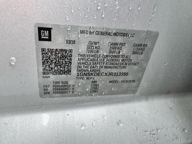 1GNSKDECXJR313395 - 2018 CHEVROLET TAHOE POLICE 银色 照片 10