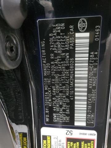 4T1G11AK2MU408026 - 2021 TOYOTA CAMRY SE BLACK photo 12