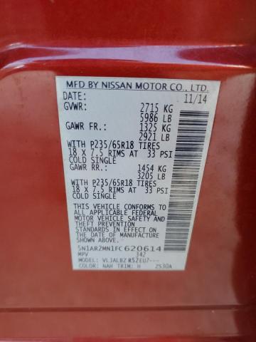 5N1AR2MN1FC620614 - 2015 NISSAN PATHFINDER S BURGUNDY photo 13