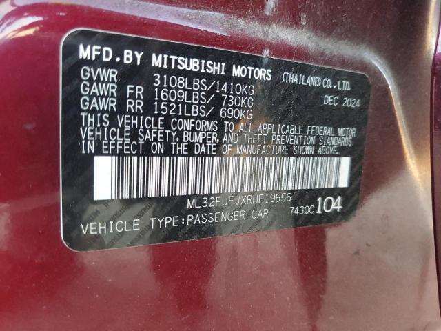 ML32FUFJXRHF19656 - 2024 MITSUBISHI MIRAGE G4 ES BURGUNDY photo 12