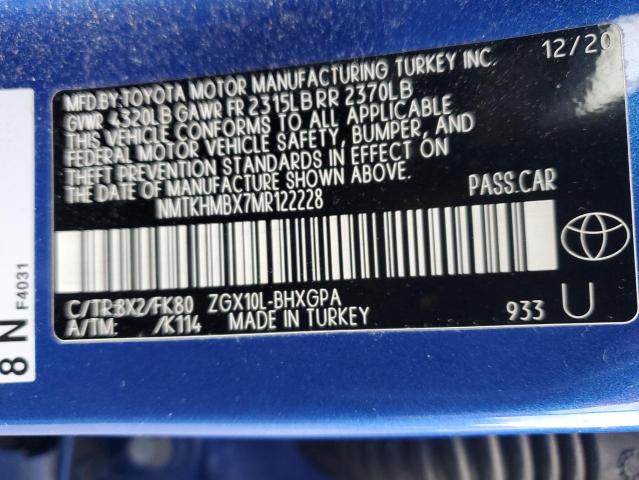 NMTKHMBX7MR122228 - 2021 TOYOTA C-HR XLE BLUE photo 13