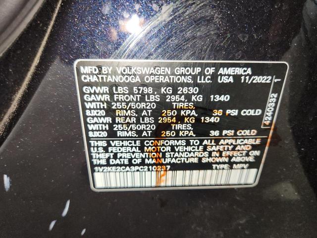 1V2KE2CA3PC210237 - 2023 VOLKSWAGEN ATLAS CROS SE Чорний фото 13