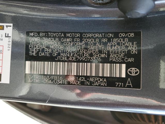 JTDBL40E799073376 - 2009 TOYOTA COROLLA BASE Сірий фото 12