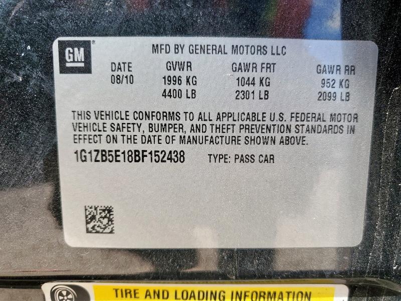 1G1ZB5E18BF152438 - 2011 CHEVROLET MALIBU LS Noir photo 13