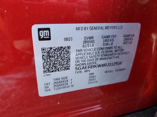 5GAERBKW4RJ112916 - 2024 BUICK ENCLAVE ESSENCE 红色 照片 13