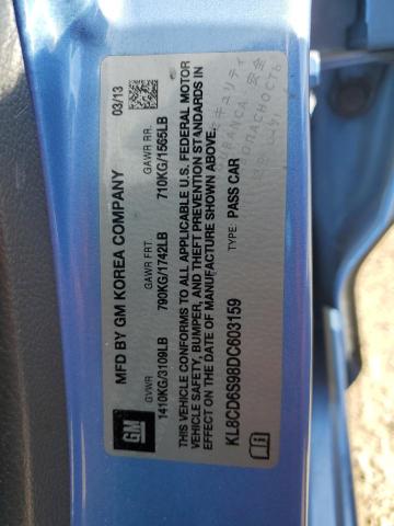 KL8CD6S98DC603159 - 2013 CHEVROLET SPARK 1LT BLUE photo 12