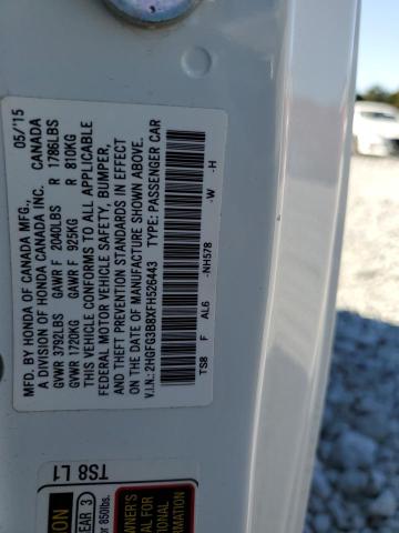 2HGFG3B8XFH526443 - 2015 HONDA CIVIC EX WHITE photo 12