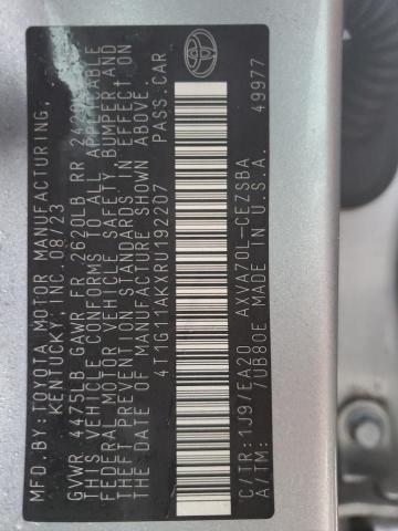 4T1G11AKXRU192207 - 2024 TOYOTA CAMRY SE NIGHT SHADE SILVER photo 13