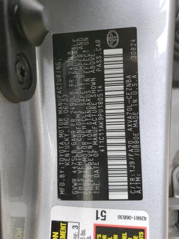 4T1C11AK9PU180514 - 2023 TOYOTA CAMRY LE SILVER photo 12