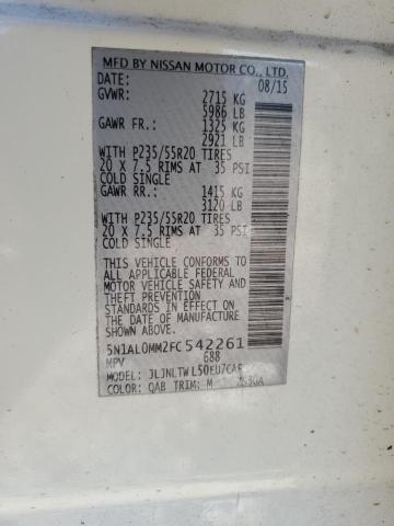 5N1AL0MM2FC542261 - 2015 INFINITI QX60 WHITE photo 13