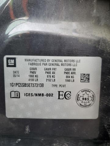 1G1PC5SB5E7373138 - 2014 CHEVROLET CRUZE LT შავი ფოტო 13