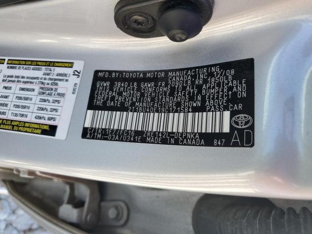 2T1BU40E19C171584 - 2009 TOYOTA COROLLA BASE Srebrny zdjęcie 12