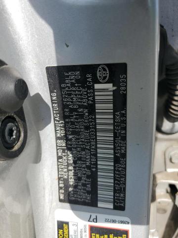 4T1BF1FK8EU331572 - 2014 TOYOTA CAMRY L 银色 照片 12